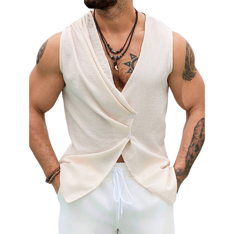 Men's Fashionable V-Neck Solid Color Tank Top