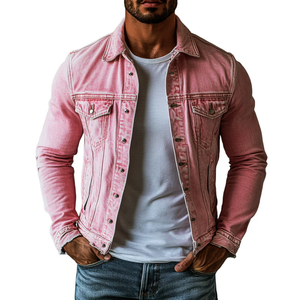 Herren-Jeansjacke mit verwaschenem Revers und mehreren Taschen im Vintage-Stil