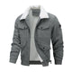 Men's Casual Lapel Corduroy Thickened Lambswool Multi-Pocket Zipper Jacket