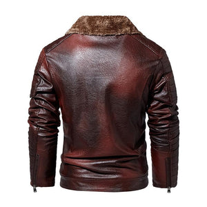 Men's Vintage PU Fleece Leather Jacket
