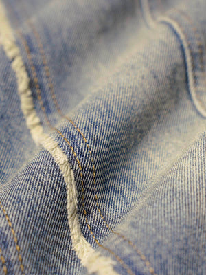 Baggy-Jeans mit verwaschenem Used-Look und Raw Edge 