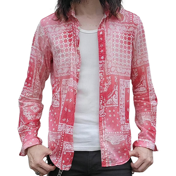Herren Vintage Casual Perris Print Revers Langarmhemd