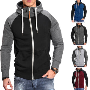 Sudadera deportiva con capucha para hombre, estilo informal, con bloques de color, con mangas raglán en contraste.