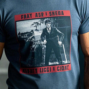 Camiseta de manga corta de algodón con estampado de película retro para hombre