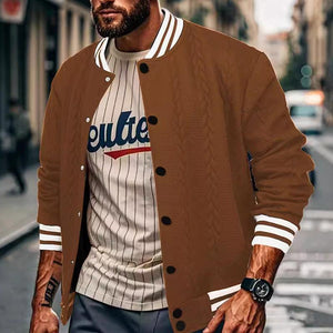 Lässige einreihige Strickjacke für Herren, Baseballjacke