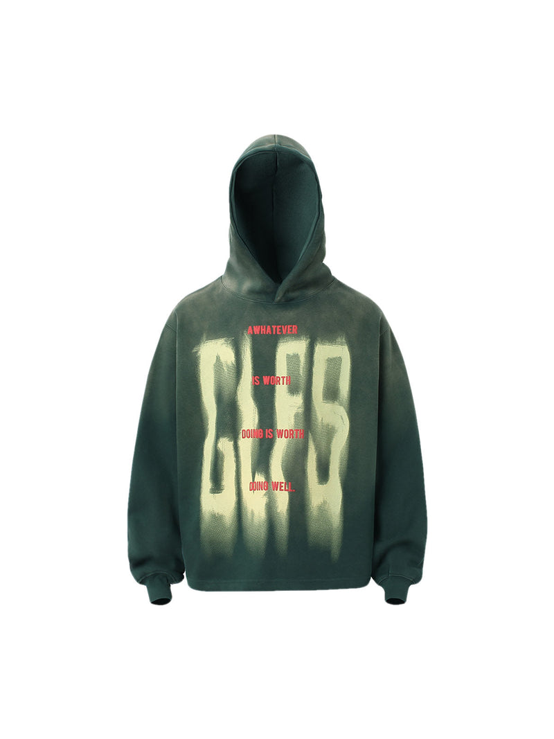 Gradient Blur Letter Hoodie