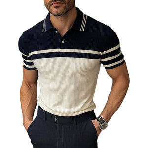Camisa POLO de manga corta de punto a rayas para hombre