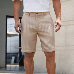 Men's Solid Waffle Plain Casual Shorts