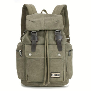 Mochila de lona retro para hombre, de gran capacidad y con múltiples bolsillos para exteriores