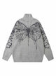 Butterfly Jacquard  Knit Mock Neck Sweater