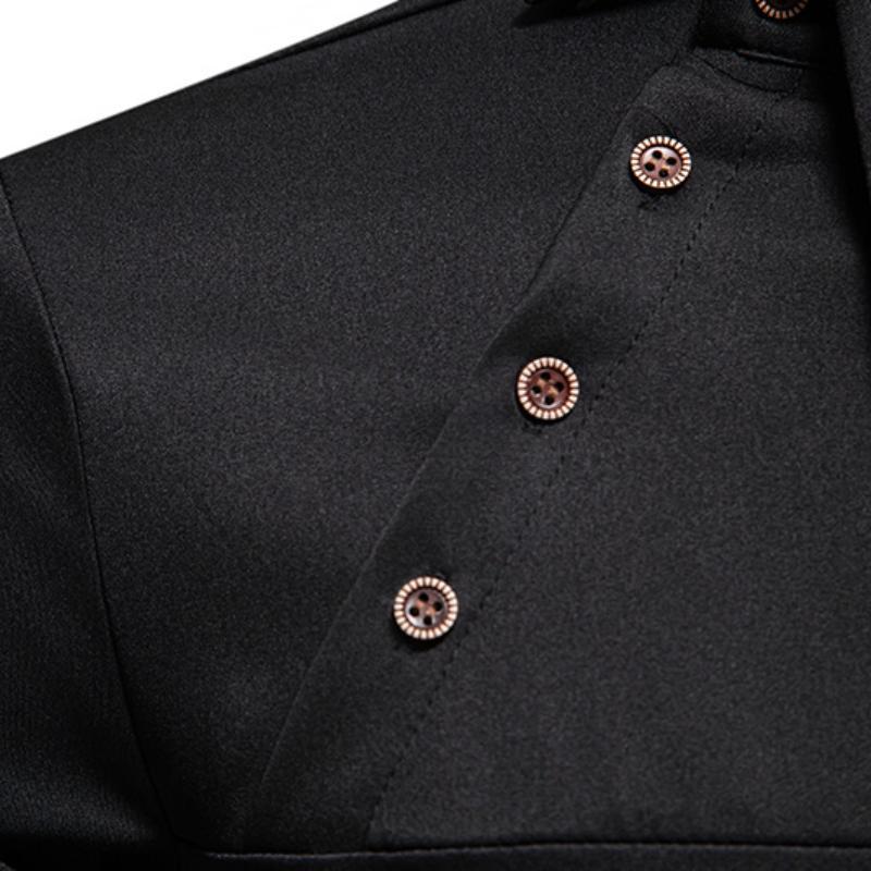 Men's Casual Lapel Slanted Placket Asymmetric Slim Fit Long Sleeve Shirt