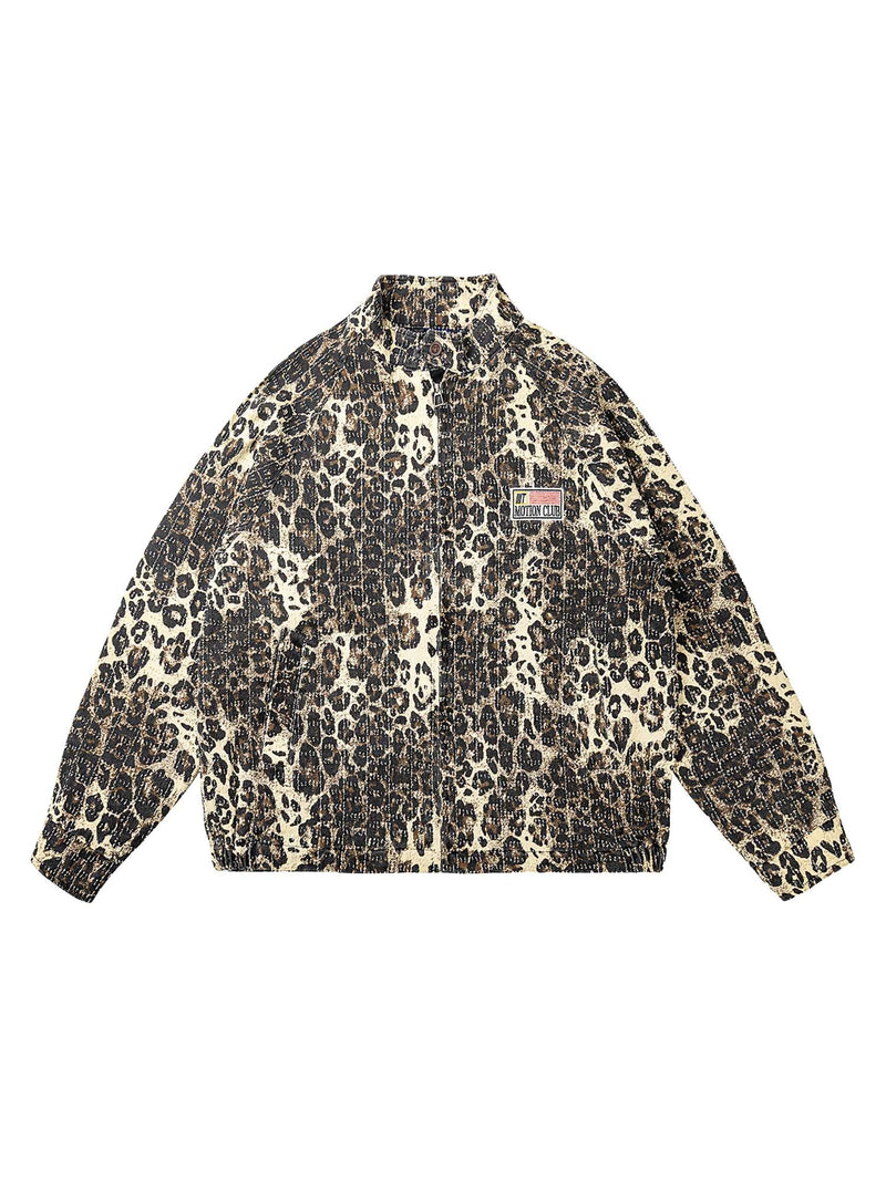 Jeansjacke mit Retro-Leopardenmuster