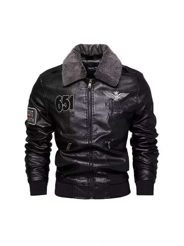 WINTER PLUSH COLLAR PU LEATHER JACKET/MEN'S JACKET COAT