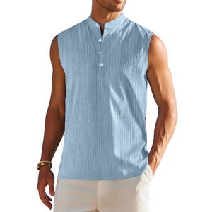 Men's Stand Collar Solid Color Sleeveless Tank Tops
