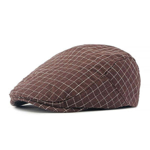 Gorra vintage de algodón a cuadros para hombre