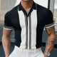 Camiseta clásica de verano de punto en blanco y negro de manga corta para hombre