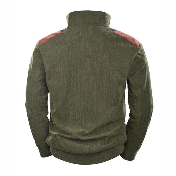 Sudadera vintage de patchwork con cuello alto para hombre