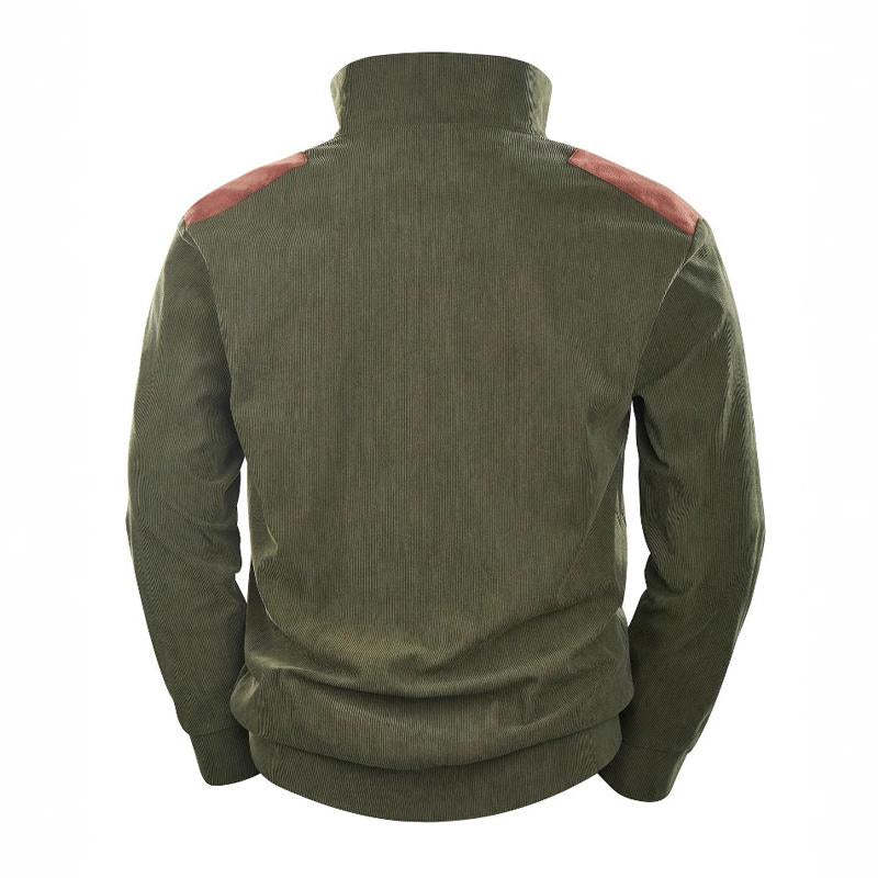 Men's Vintage Patchwork Stand Collar Sweatshirt