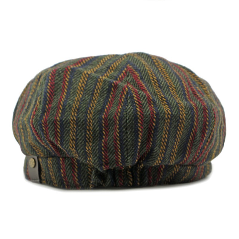 Sombrero de vendedor de periódicos a rayas bohemias vintage para hombre