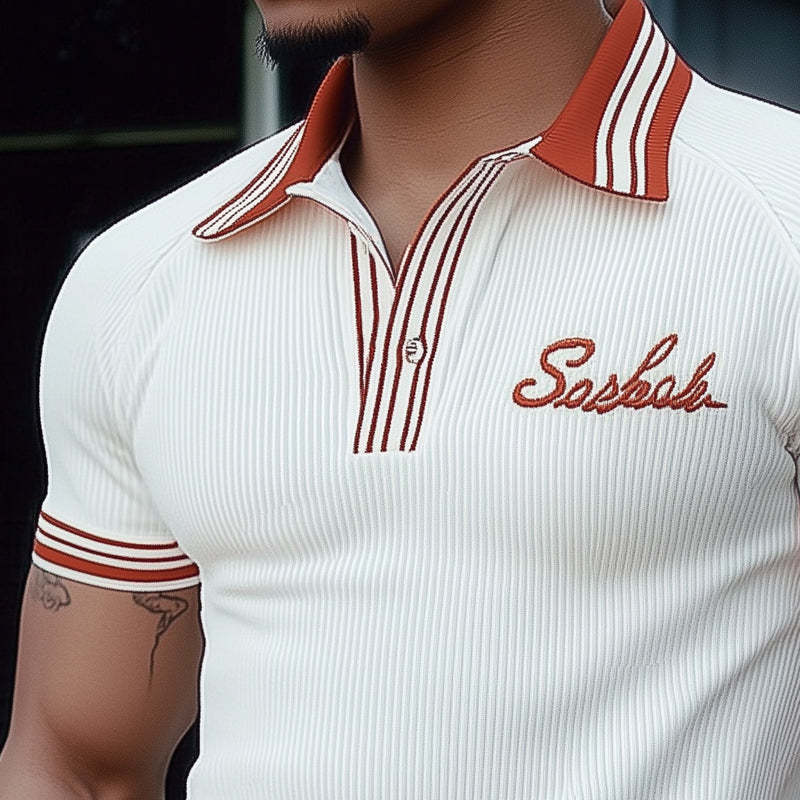 Men's Summer Polo Collar Fashion Knitted Short Sleeve T-Shirt MTA3120C7U