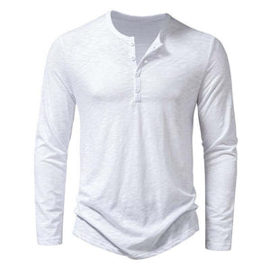 Lässiges, einfarbiges Langarm-T-Shirt mit Henley-Kragen für Herren
