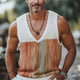Camiseta de tirantes de punto con cuello en V informal de moda de verano para hombre