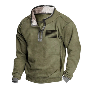 USA FLAG Lässiger Stehkragen, Fleece-Sweatshirt