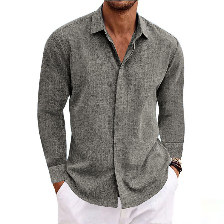 Men's Cotton Linen Lapel Casual Shirt