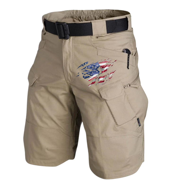 FLY USA FLAG TACTICAL MULTI POCKETS 11'' INSEAM PERFORMANCE CARGO SHORTS WITH BUCKLE BELT