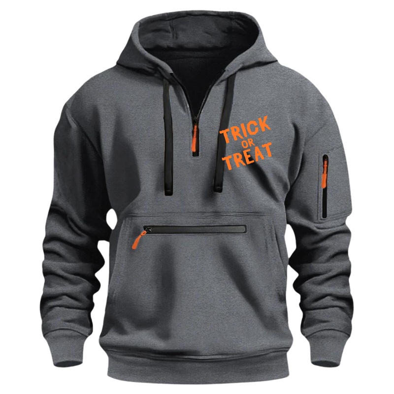 HALLOWEEN  CASUAL SPORTS MULTI ZIPPER ARM POCKET MEN'S SWEATSHIRT HOODIE