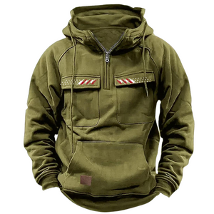 SUDADERA CON CAPUCHA VINTAGE DE COLOR LISO CON BANDERA DE EE. UU.