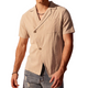 Camisa de lino de manga corta con corte entallado y corte informal de primavera para hombre