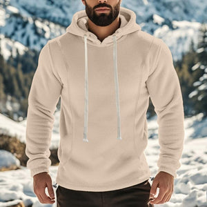 Sudadera con capucha de manga larga de polar para exteriores informal para hombre