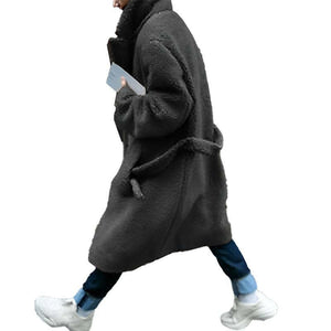 Men's Solid Color Single Breasted Coat Lapel Plush Coat