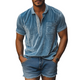 Men's Spring Fashion Deep V-Neck Sexy Lace Stitching Velvet Short-Sleeved POLO Shirt MTA2637C7K
