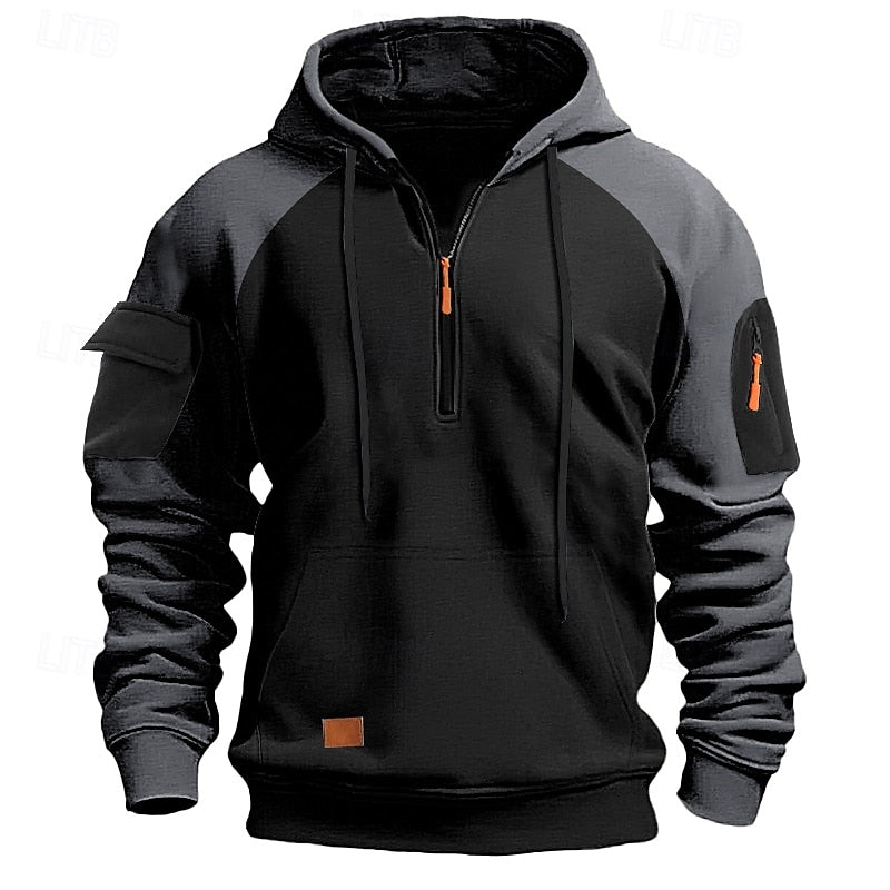 Men's Hoodie Quarter Zip Hoodie Tactical Hoodie Black Navy Blue Khaki Dark Gray Gray Hooded Color Block Tactical Sports & Outdoor Daily Streetwear Cool Casual Winter Spring &  Fall Clothing Apparel