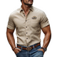 Men's Cotton And Linen Embroidered Short Sleeve Shirt
