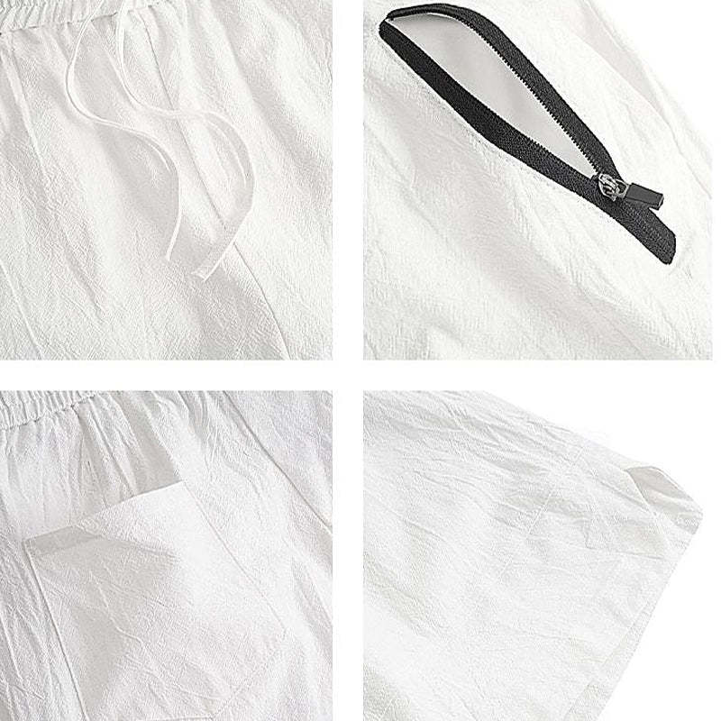Pantalones cortos de playa de algodón y lino de color liso para hombre