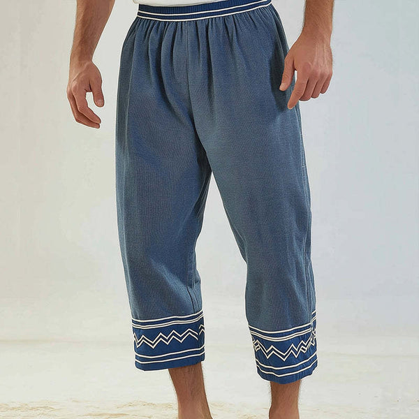 Pantalones cortos con estampado geométrico estilo étnico retro informal para hombre