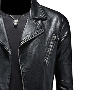 Men's Vintage Biker Lapel Leather Jacket