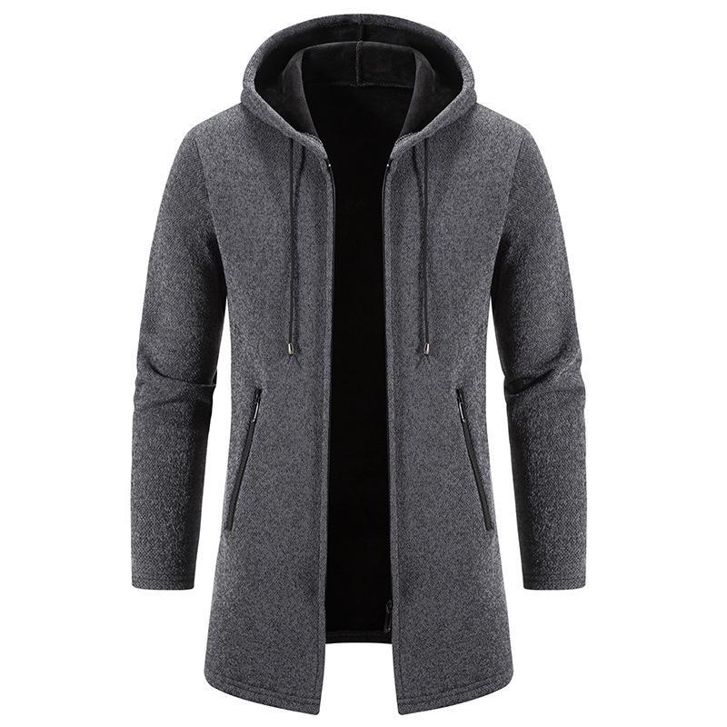 Men's Fleece Chenille Solid Color Knitted Cardigan