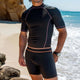 Men's Retro Casual Round Neck T-Shirt Swimwear Two-piece Set