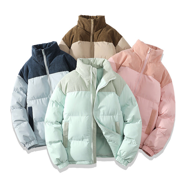 COTTON JACKETCOLOR BLOCKED LOOSE BREADCOAT COTTON JACKET THICKENED WARMTH