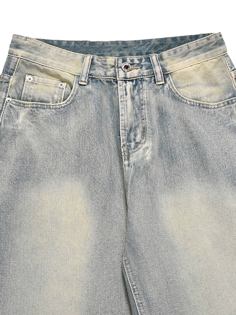 Washed And Worn Loose Jeans