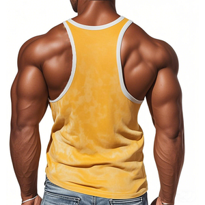 Camiseta sin mangas de gamuza con cuello en V profundo y costuras de colores brillantes para hombre, estilo informal y de moda de verano