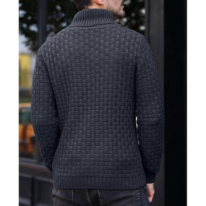 Suéter informal de punto jacquard con solapa para hombre