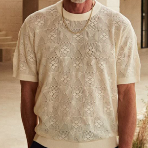 Men's Spring And Summer Fashion Casual Round Neck Exquisite Knitted Short-sleeved T-shirt