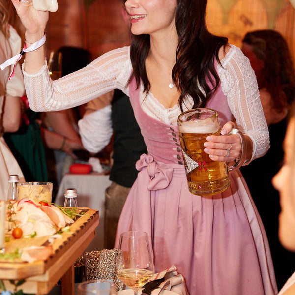 Oktoberfest Red Elegant Party Midi Skirt With Lace Buttons