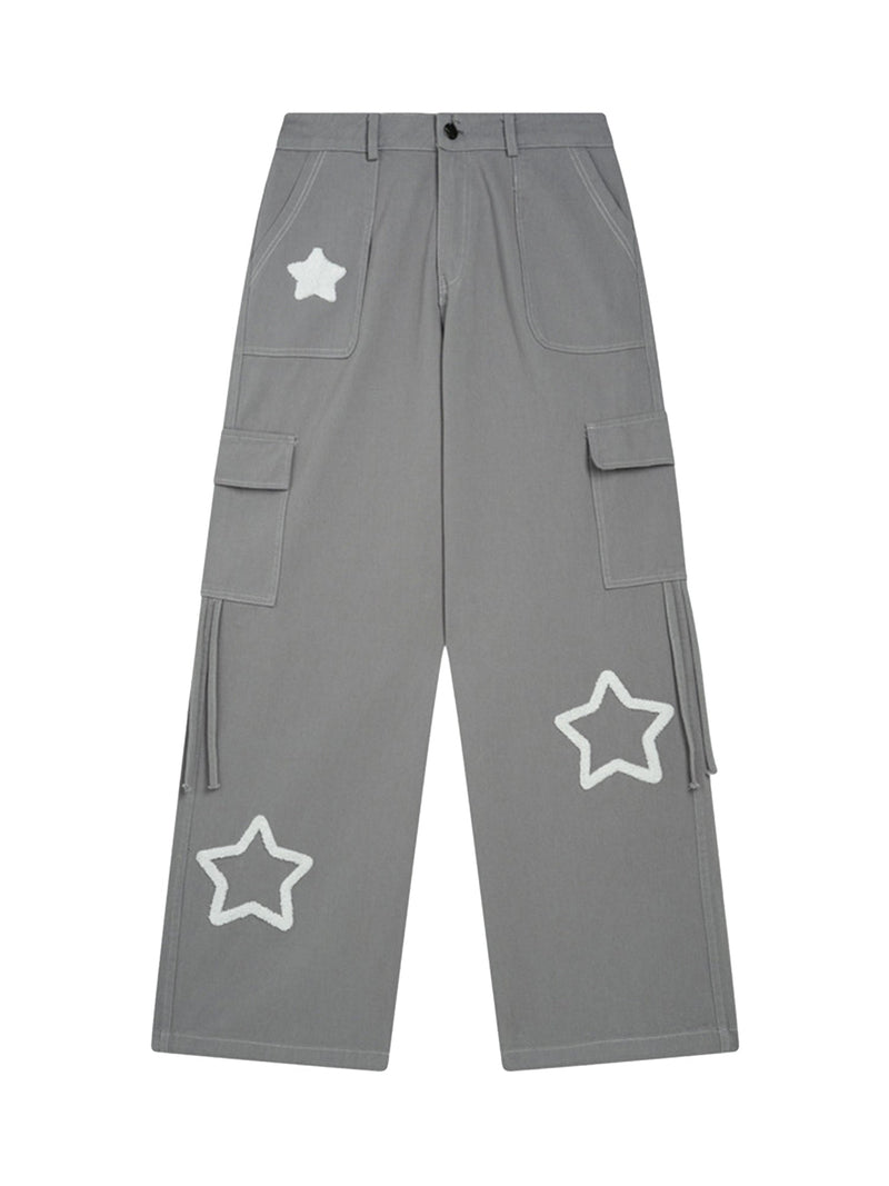 Vintage Pentagram Multi-Pocket Work Pants