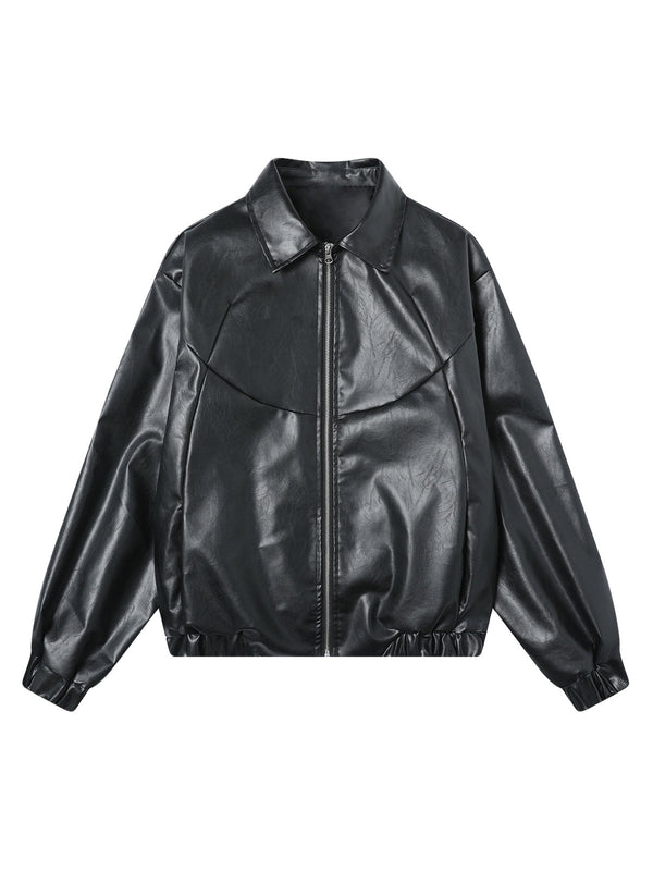 Patchwork Pu Leather Motorcycle Jacket